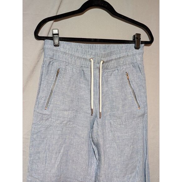 Athleta Women's Cabo Linen Wide Leg Pants Light Blue Size 2 - Picture 2 of 9